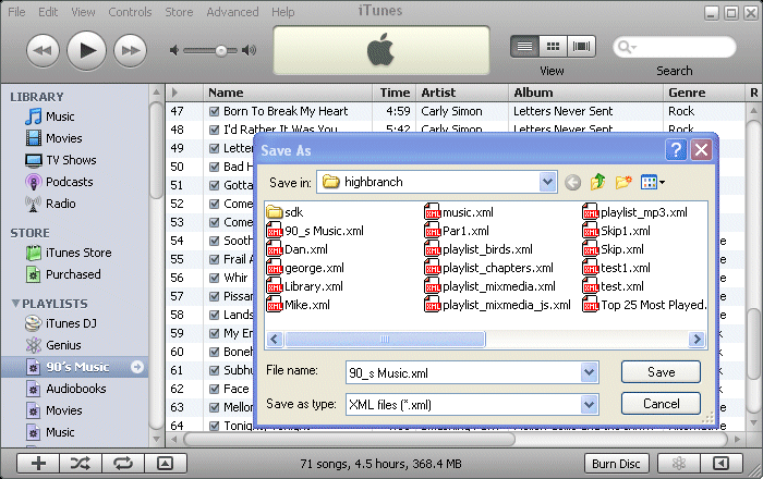 iTune Help - Save Playlist